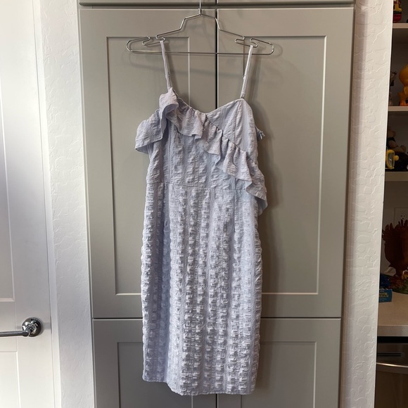 Franco Lilac Purple Spagetti Bodycon Party Textured Ruffle Knee Length Dress MD - Picture 1 of 8